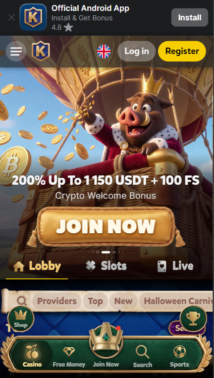 Kingia Casino Mobile App